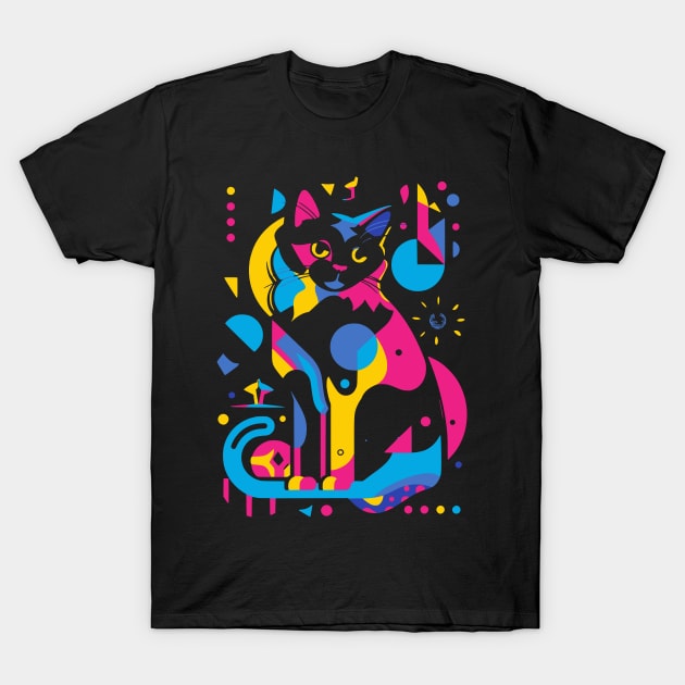 Retro Modern Cat T-Shirt by Visual Arts Oasis